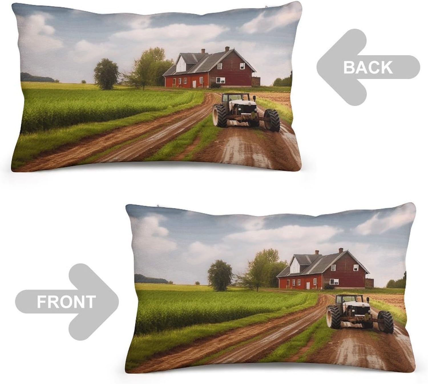 Country Road with Farm and Tractor Pillow Cases Queen Size Set of 1 Soft Comfortable Throw Pillows Covers Decorative Pillowcase with Zipper Bed Cushion Covers for Couch Sofa Bedroom 8"x12"