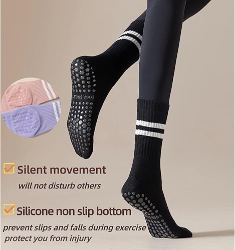 Miniatura 6 de Calcetines de yoga antideslizantes para mujer con agarre para pilates, calcetines de hospital para mujer Barre Grippy