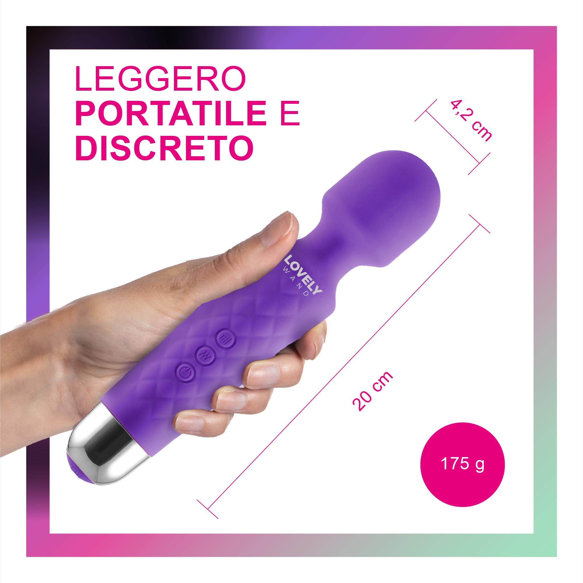 Vibratore Sessuale per Donna - Massaggiante Personale Con 8 Velocità e 20 Modalità - Stimolatore Punto G - Dildo vibrante, Vibratorepunto squirt, Giocattoli Sessuali - Lovely Wand (Viola)