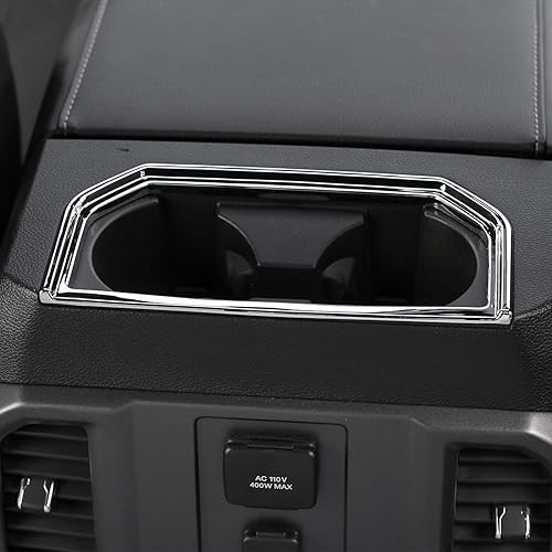 Vista 3 de JeCar Cubierta cromada del portavasos del asiento trasero para Ford F150 2015-2020