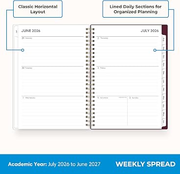 Blue Sky 2026-2027 Weekly & Monthly Academic Planner 5.9x8.6 Dark Peonies
