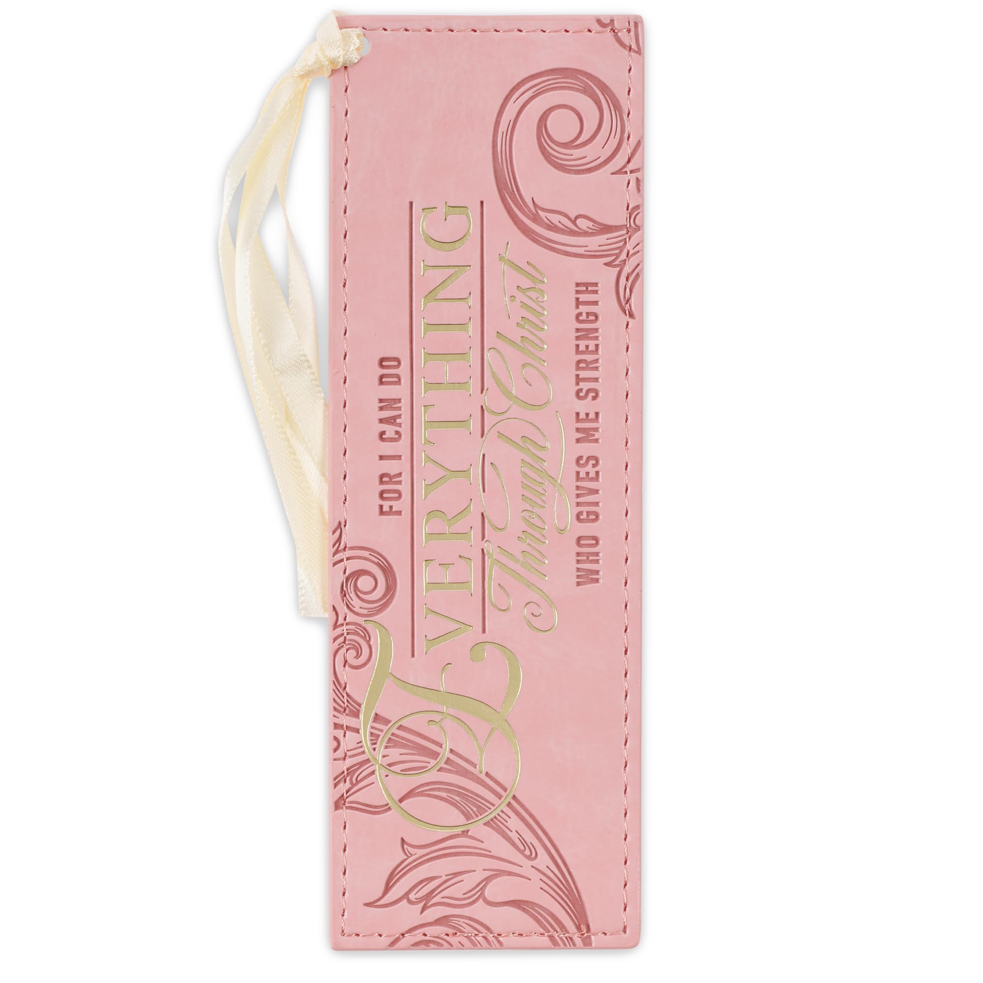 Christian Art Gifts Faux Leather Bookmark: Everything Through Christ
