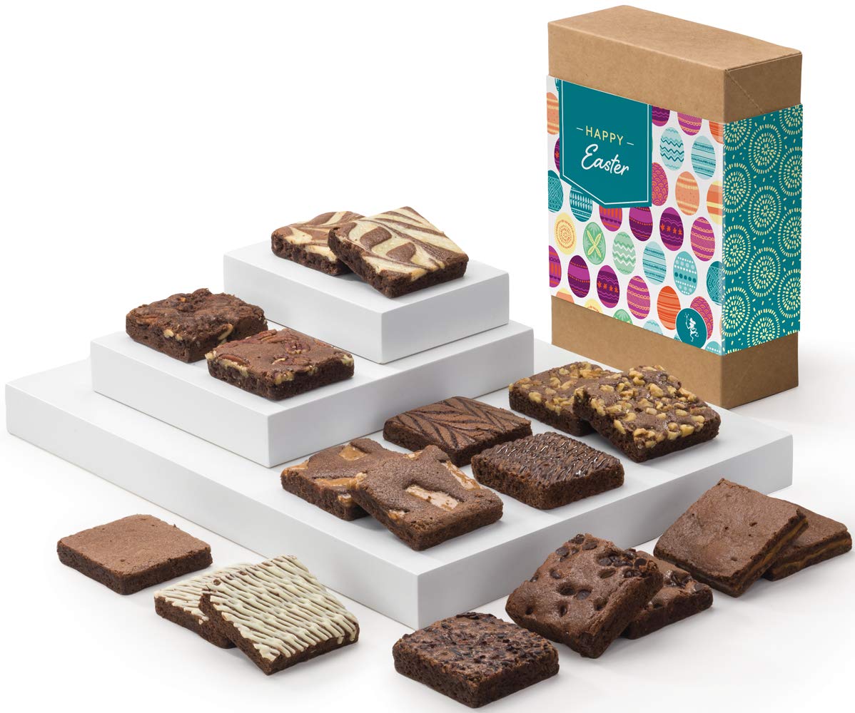Fairytale Brownies Easter Half-Dozen Individually Wrapped Gourmet Chocolate Food Gift Basket - 3 Inch Square Full-Size Brownies - 6 Pieces - Item HE160