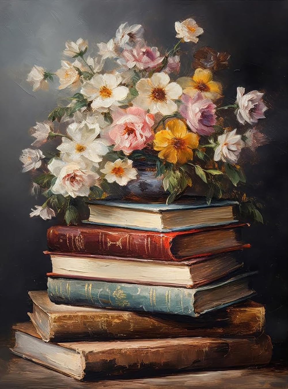 Vintage flower Diamond Art Painting Kits for Adults, Full Drill Diamond Dots Paintings for Beginners, Round 5D Paint with Diamonds Pictures Gem Art Painting Kits DIY Crafts Kits 【11.8x15.7inch】