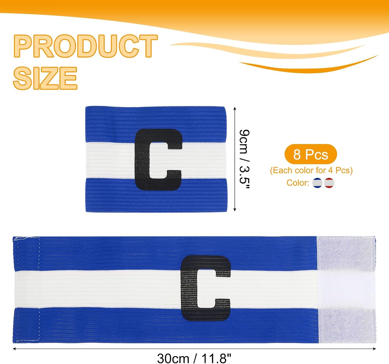 MECCANIXITY Soccer Captain Armband, Captain Arm Bands for Soccer Elastic Captain C Arm Band Sports Captain Armbands for Football Team Training Youth & Adult