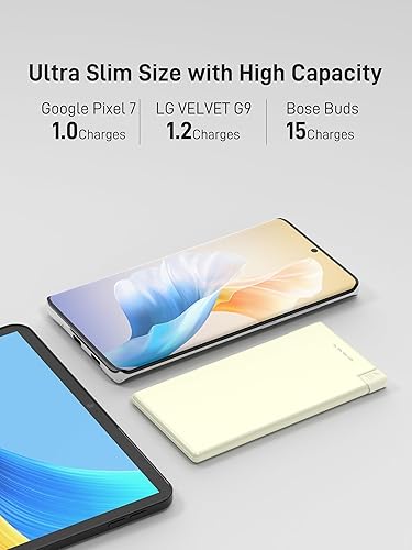 Miniatura 3 de Auskang Cargador portátil de 5000 mAh con cable tipo C integrado compatible con iPhone15, Samsung, Google, teléfonos Android, etc. Beige