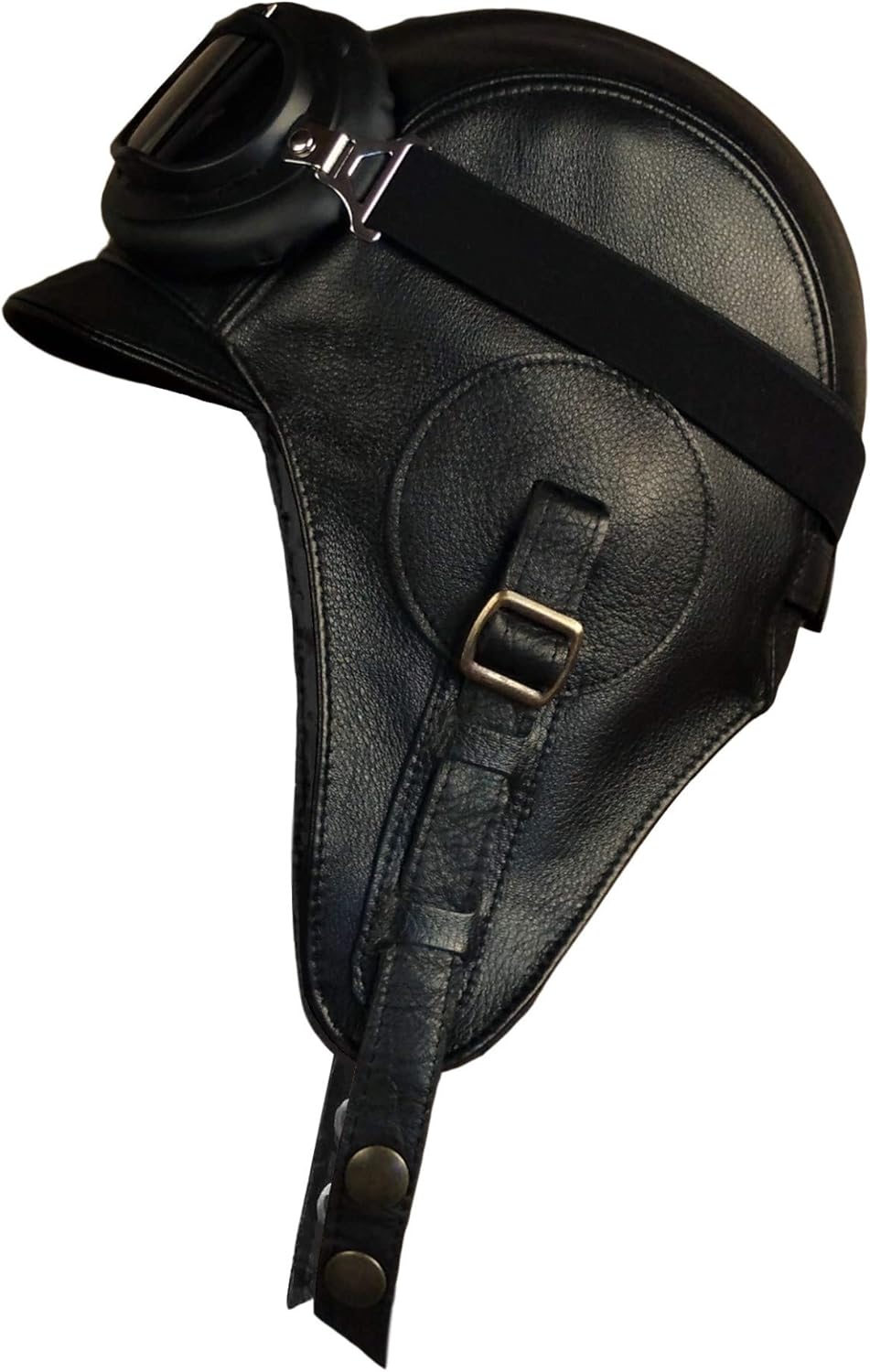 Real Leather Aviator Hat, Black Leather Helmet, Pilot Cap, for Men and Women, Simon Model