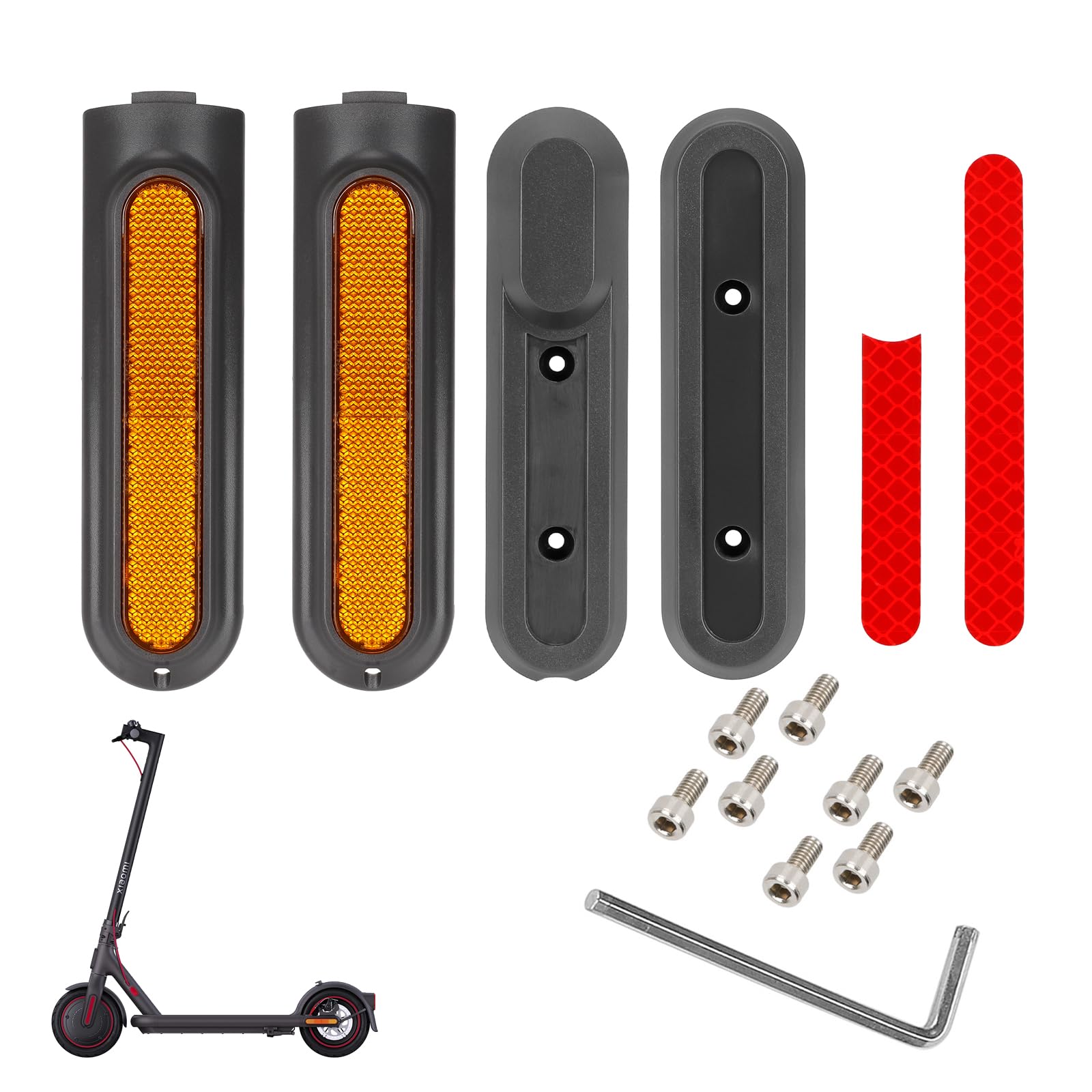 Couvercle de Protection Bande Réfléchissante Xiaomi 4/4 Pro Scooter Roue Couverture de Roue Arrière Avant Latérale Bande Réflecteur avec Vis Outil