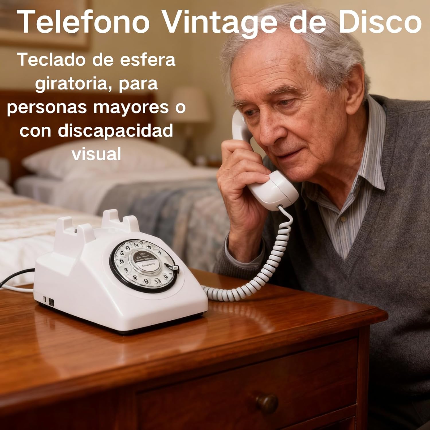 Yosoo Health Gear Vintage Rotary Phone, Retro Landline Telephone with Mechanical Ringer, Desk Phone for Home Office Hotel Decor (White)