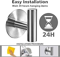 Vista 6 de Ganchos adhesivos para toallas de servicio pesado, ganchos de pared resistentes de acero inoxidable impermeables para toallas de ducha, gancho