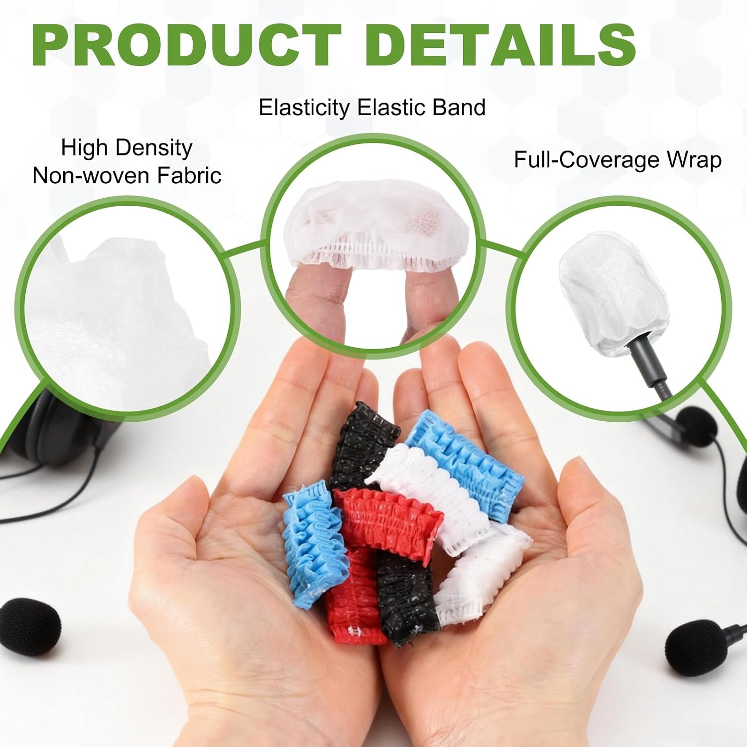 MECCANIXITY 20Pcs Disposable Lapel Headset Microphone Windscreen, White image 3