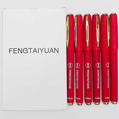 Miniatura 5 de Fengtaiyuan R038P18x6, bolígrafos de tinta de gel, tinta roja, ultra fina de 0.015 in, bolígrafos de escritura, suaves, paquete de 6 (R038P18x6)