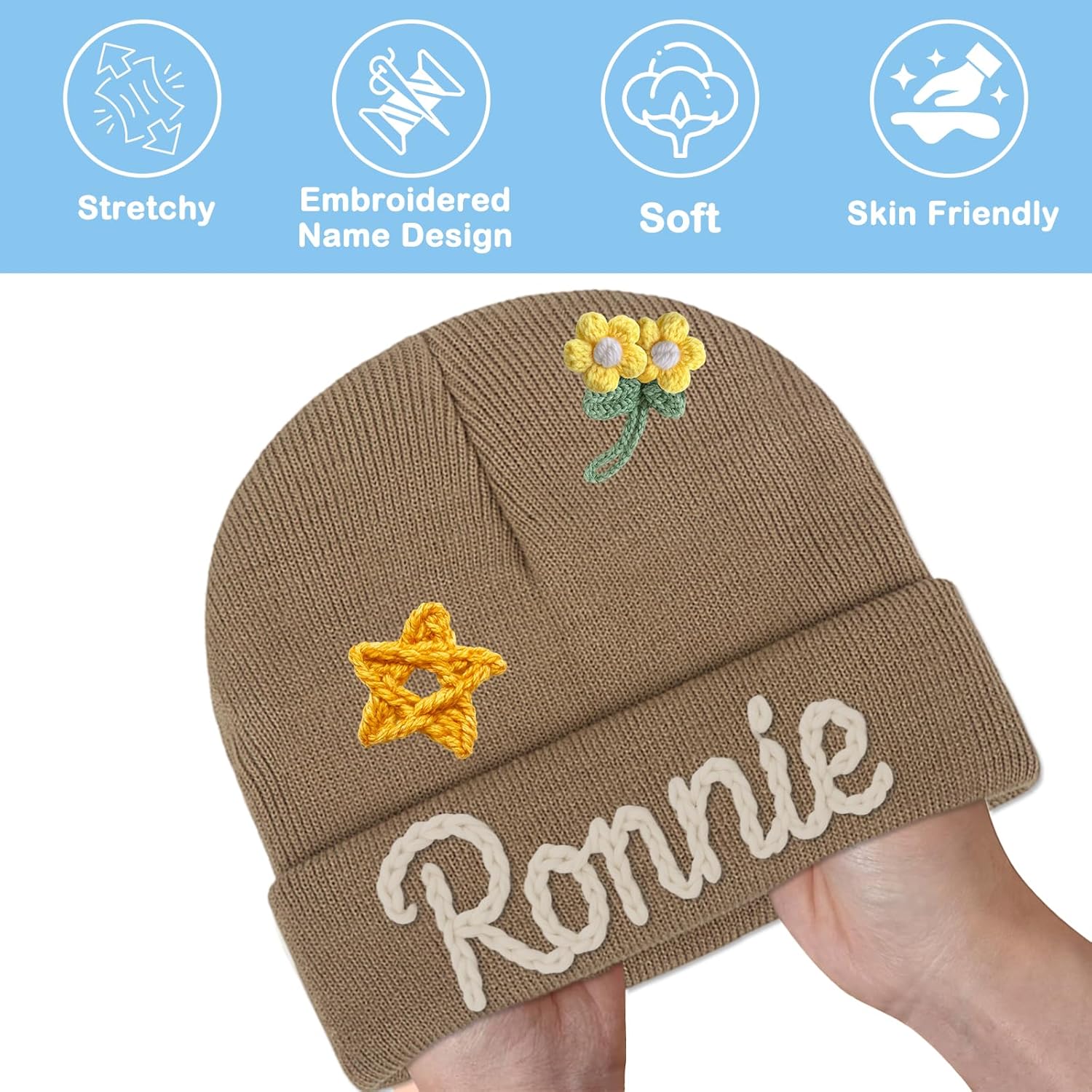 Custom Name Baby Beanie for Girls Boys Personalized Gift Toddlers Hat for Kids Hand Embroidered Winter Knit Hat - Image 5