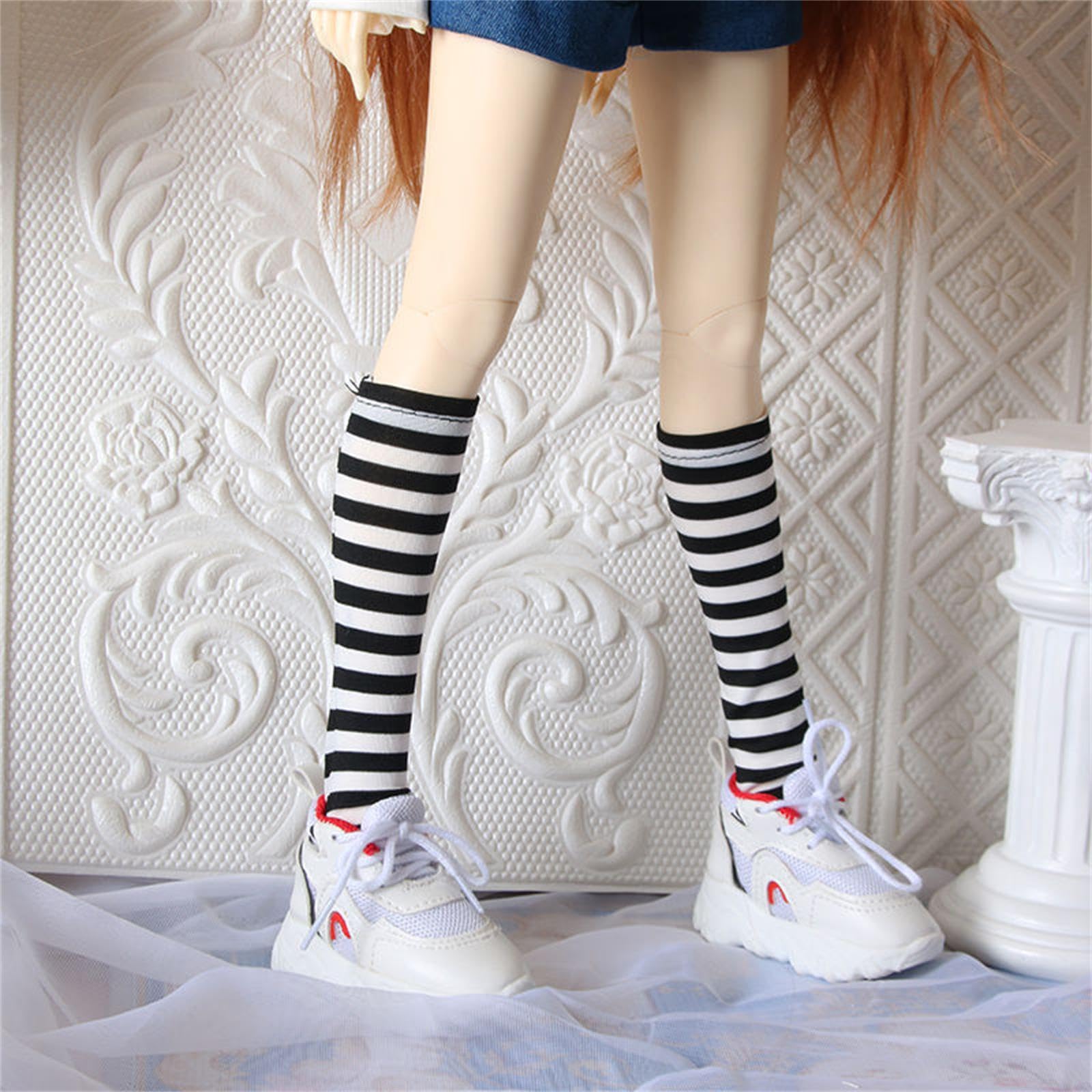 Zapatillas Deportivas para Mujer, Zapatos de Muñeca en Miniatura a Escala 1/3, Accesorios de Moda, Figuras de Acción, Decoración, Tejido Deportivo Ori, Ribete Rojo