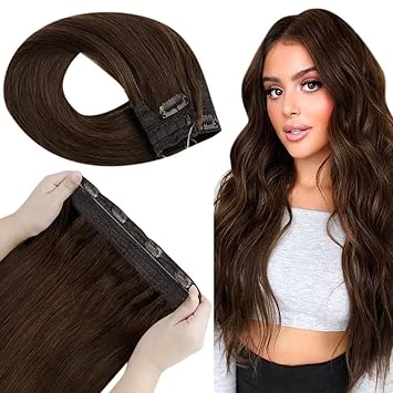 Foreign Holics 4 clips Based Heat Resistant Fiber Straight Hair Extension-Wigs (Brown, 24 inch, 80gm Set of 1)