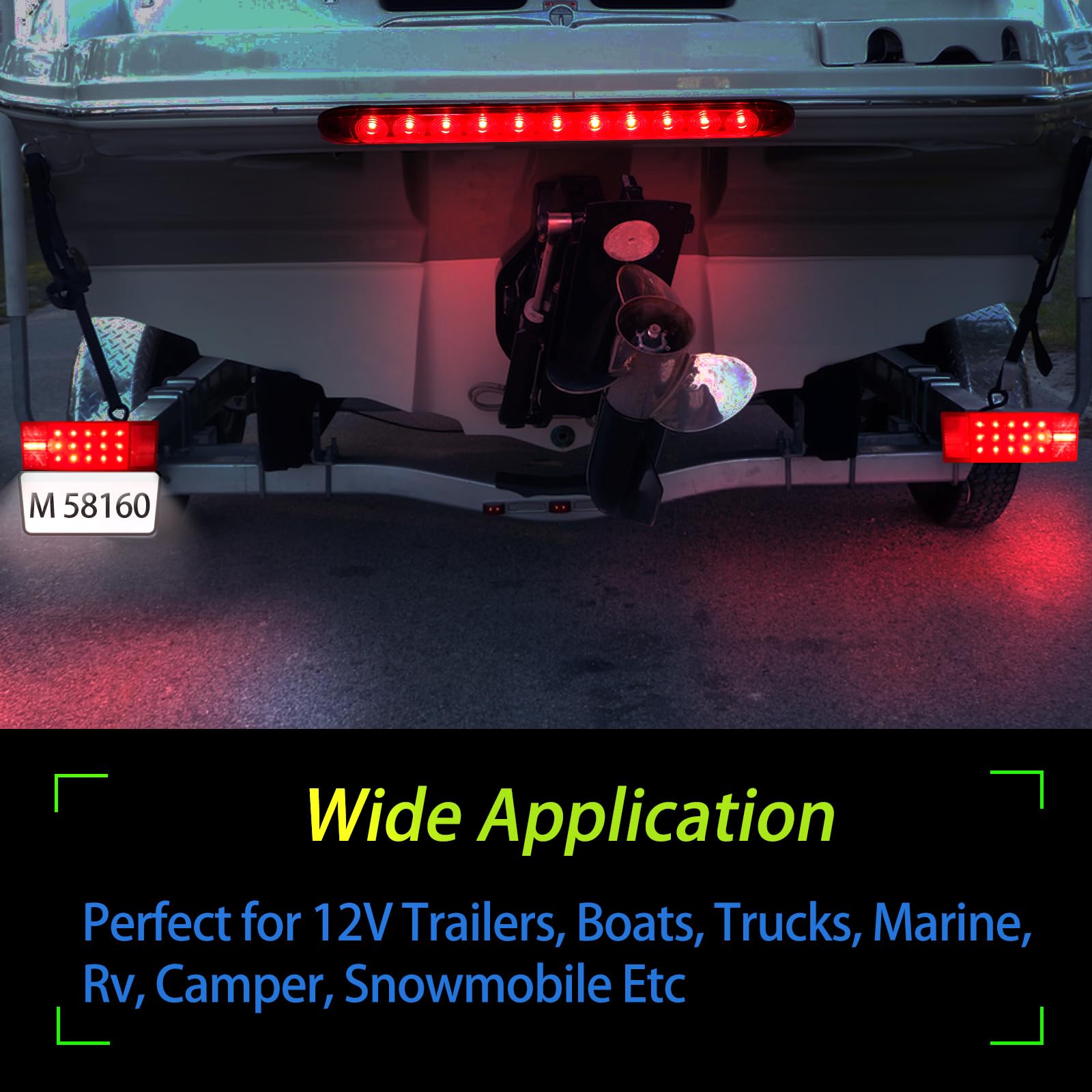 Serlainxin Boat Trailer Lights Led Submersible Kit, Brightest 8x3inch Long Waterproof Trailer Lights Led Kit with 29Feet 4 Way Flat Wiring Harness