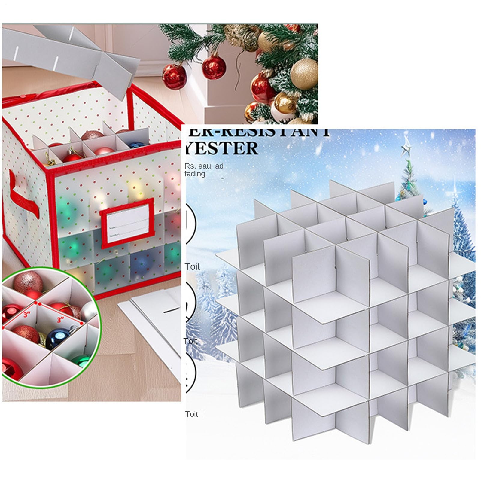 Générique Weihnachtsboxen | Faltbare Aufbewahrungsbox für Weihnachtskugeln | Aufbewahrungsbox | für Verpackung von Babioles, Schmuck, Süßigkeiten, Spielzeug und Zubehör