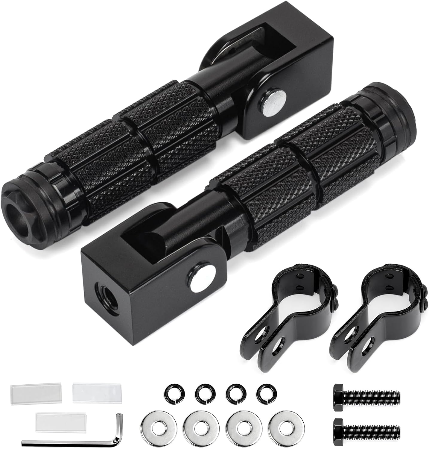 M8 Motorcycle Foot Pegs CNC Upgraded Foldable Footpegs Anti-Skid Footrest for Yamaha Honda Suzuki Aprilia Electric Car Dirt Pit Bike Motorbike Mini Bike Passenger Pedals (Black)