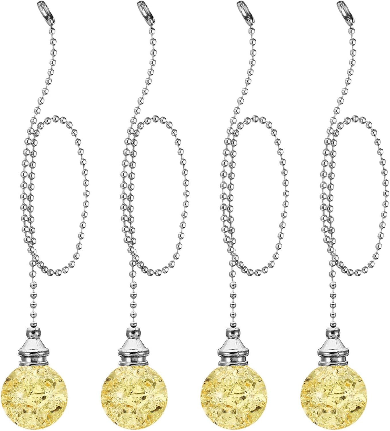 Home and Garden Parts 4Pcs 21" Ice Crack Ball Ceiling Fan Pull Chain Extender Set Gold Tone #CN/251024/07338