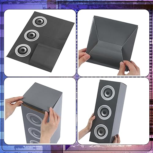 Miniatura 3 de 4 Pcs 80s 90s Party Decorations Hip Hop Party Favor 16.5 x 5.9 x 5.9 Inches Large Paper Boombox Boxes for Retro 1980s 1990s Theme Music Neon