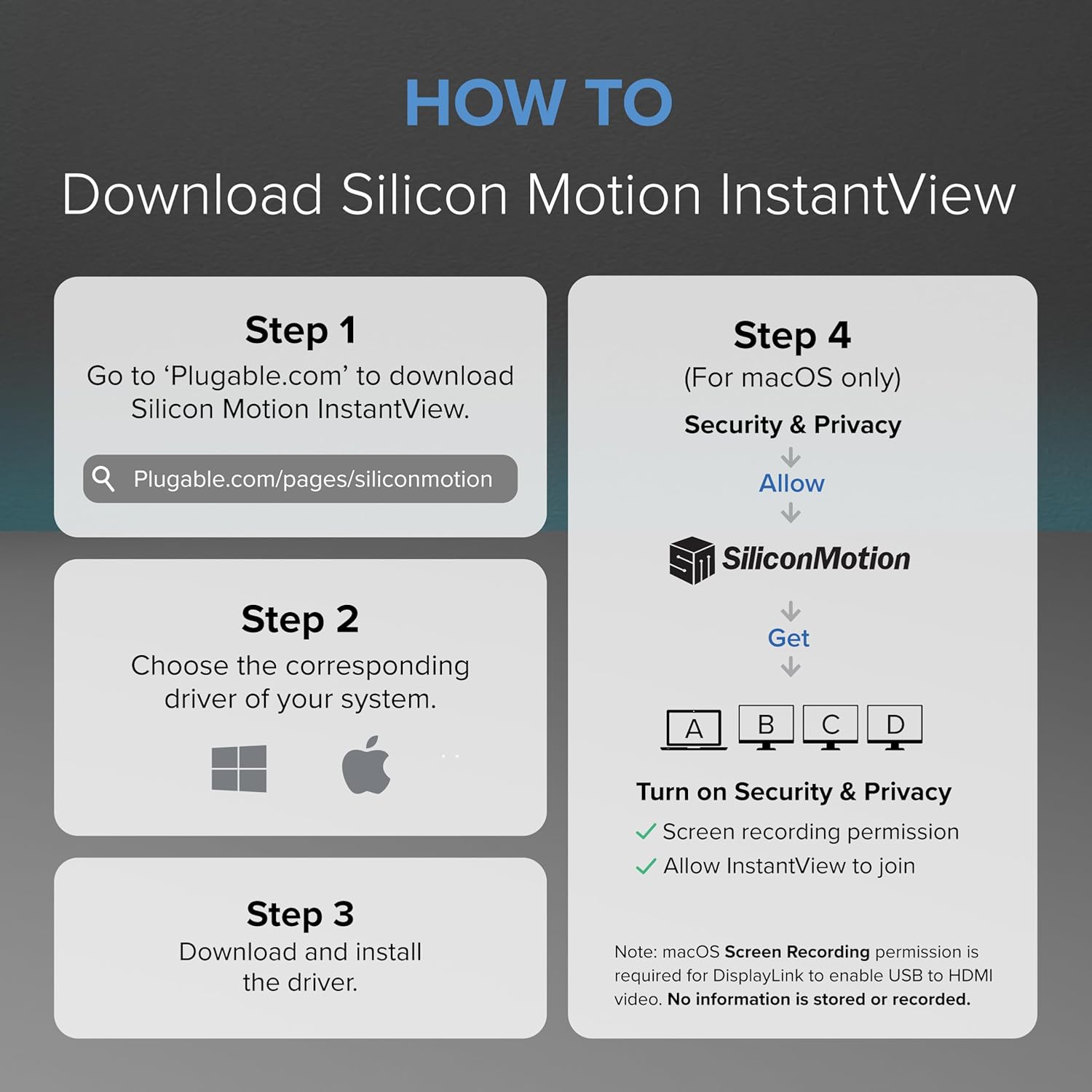 Plugable USB to DisplayPort Adapter - Connect via USB-C or USB 3.0 to Add a 2560x1440 Display – Compatible with Mac M1/M2/M3/M4, Windows, and ChromeOS