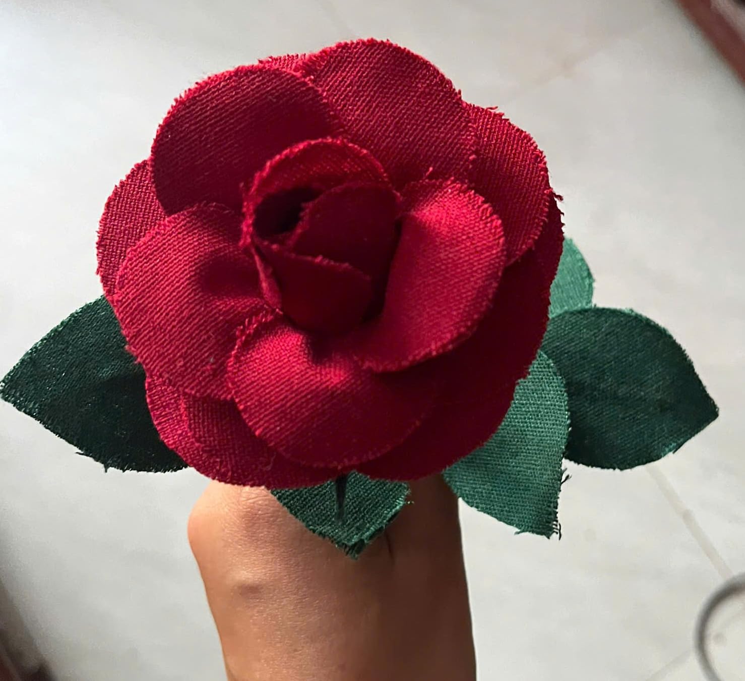 4th Wedding, Linen Rose 4 Year Wedding, Valentine's Day Gift for her, Handmade Linen Flower Gift (Red)
