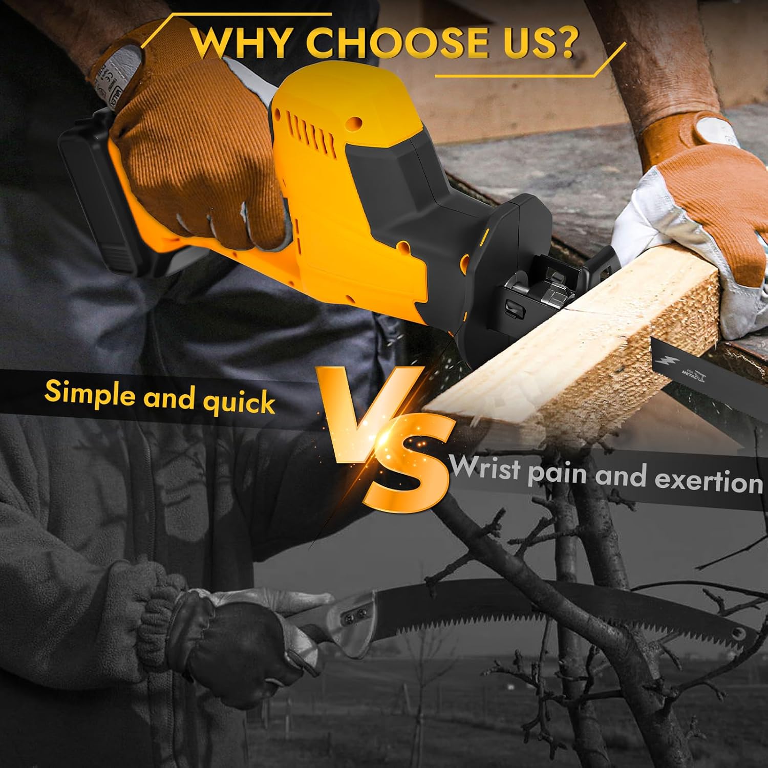 Cordless Reciprocating Saw for Dewalt 20V Battery, Brushless Motor Recipro Saw with 4 Blades Kit, 0-3100 SPM Variable Speed, Power Saws for Cutting Wood/Metal/PVC(Only tool)