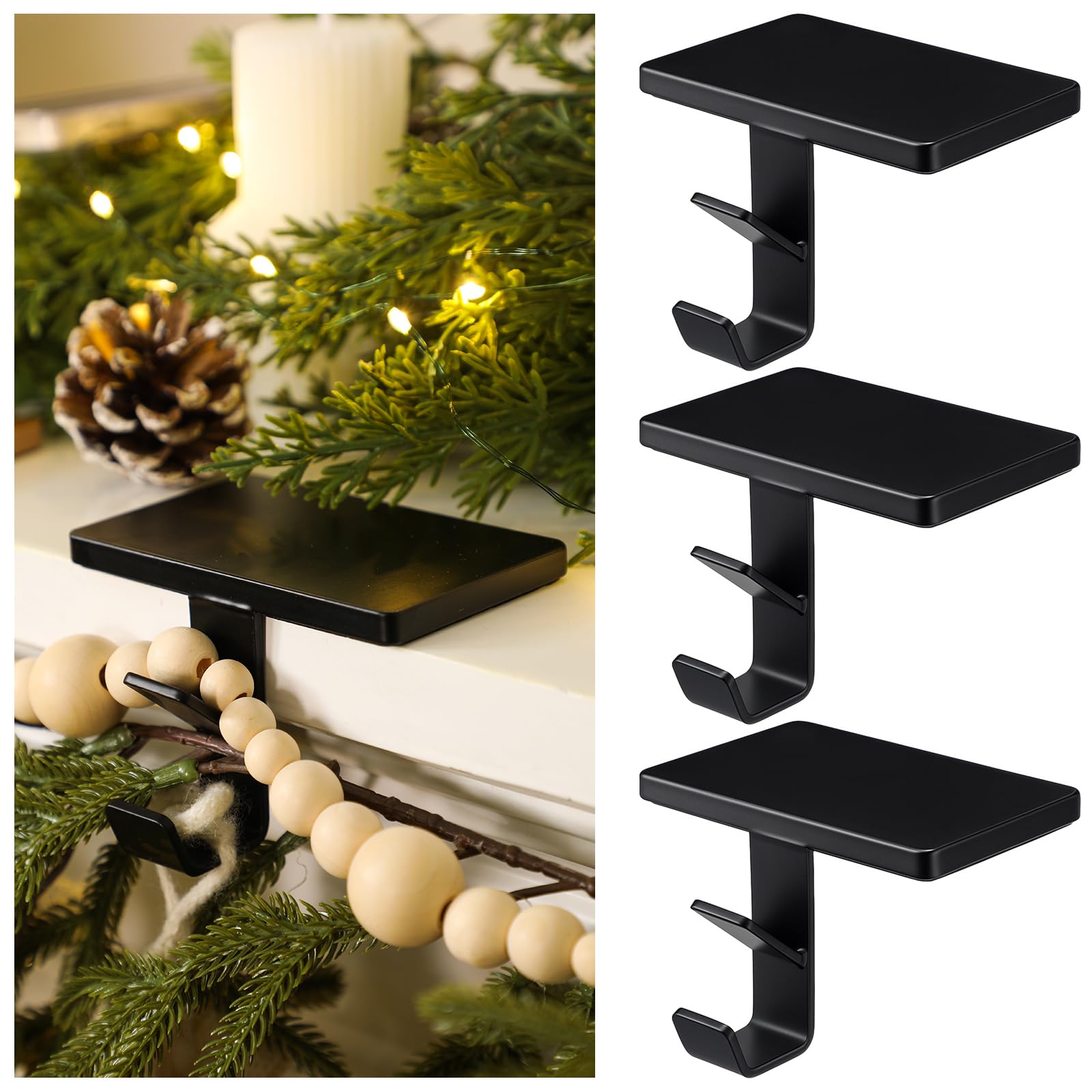 Cintres 2 en 1 en métal robuste MorningRo, supports noirs polyvalents