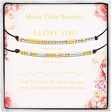 HyperFun Matching Bracelets for Couples - I Love You Morse Code Couple Bracelet - Friendship Relationship Gifts For Women Her Him Boyfriend Girlfriend Friend Mother