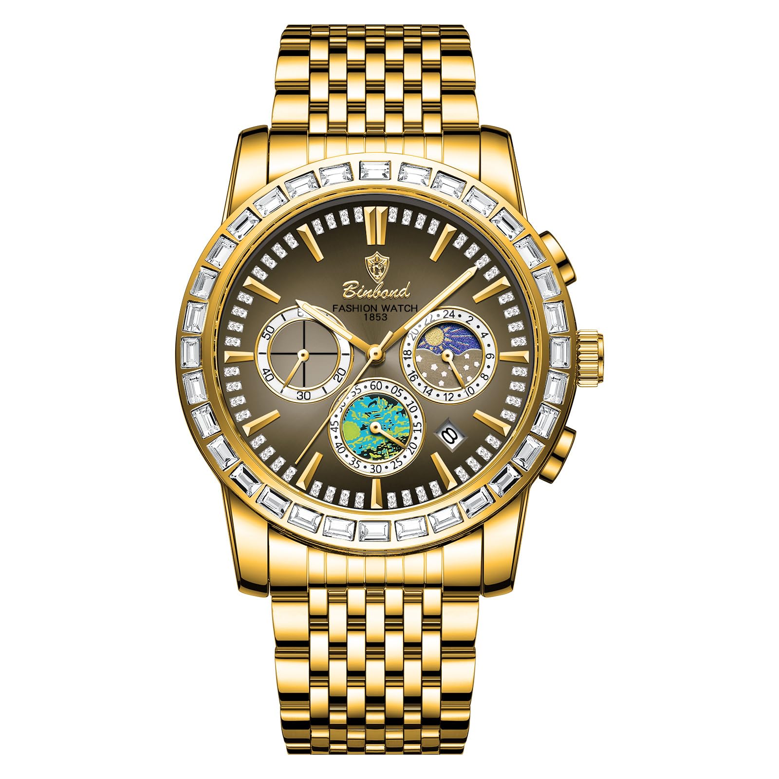 JewelryWe Damenuhr Edelstahl Leuchtende Uhren: 30m Wasserdic