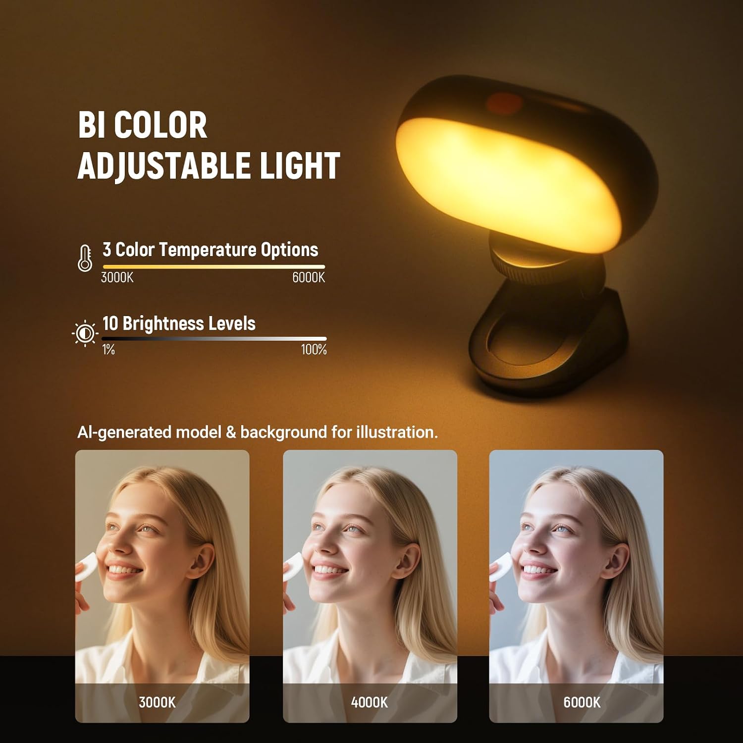 NEEWER Basics Portable Selfie Light, 3W Clip on Phone Small LED Cold Shoe Camera Lighting, 600mAh CRI95 3 Color Modes Dimmable for iPhone iPad Laptop Webcam Zoom Video Conference Recording Vlog, N9