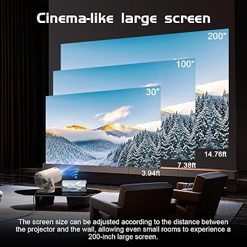 Mini Projector with WiFi and Bluetooth & Android 4K Protable Smart Projector Auto Vertical Keystone Compatible with HDMI/Smartphone/USB for Movie/Gaming