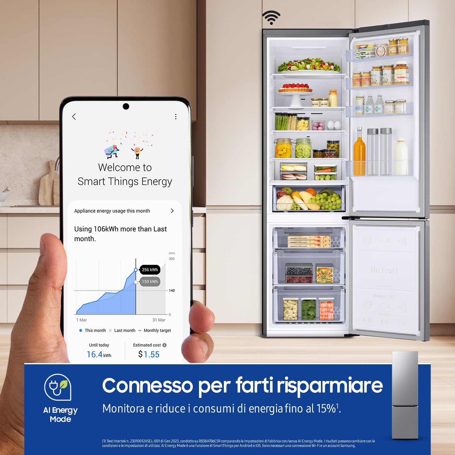 SAMSUNG Réfrigérateur combiné RB38C600CS9_EF Classe C No Frost 390L