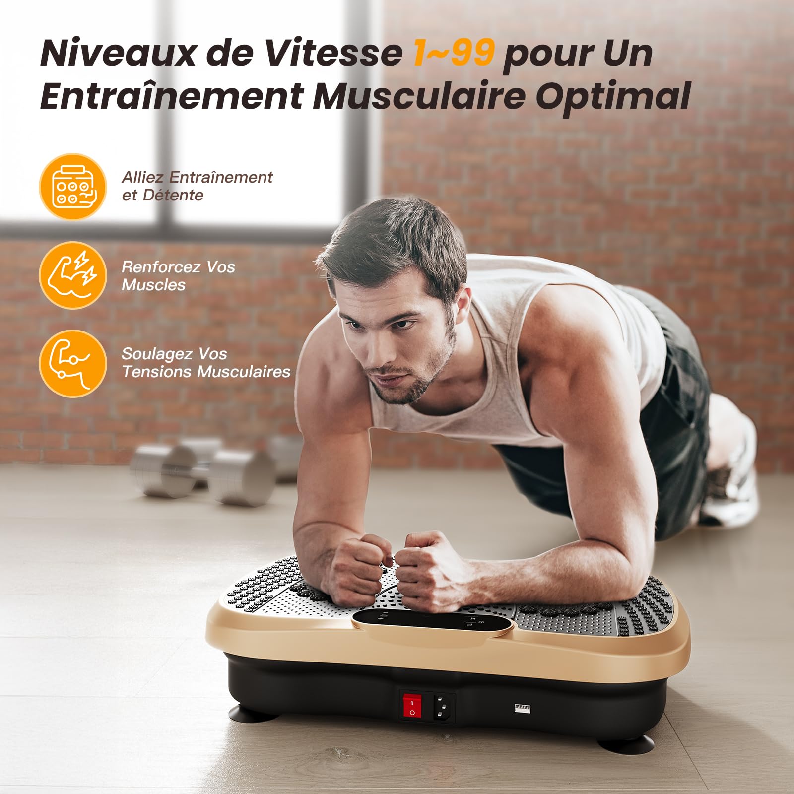 Dripex Plateforme Vibrante Oscillante Machine d'Exercice 99 Vitesses Bluetooth USB