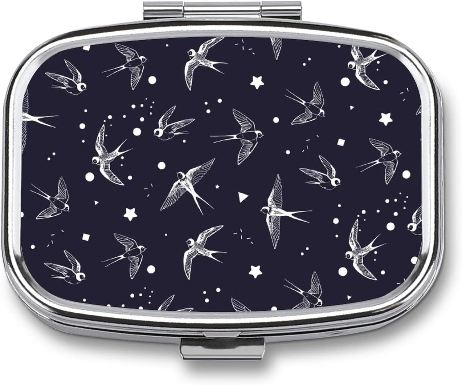Pill Box Swallow Bird Pattern SquareShaped Medicine Tablet