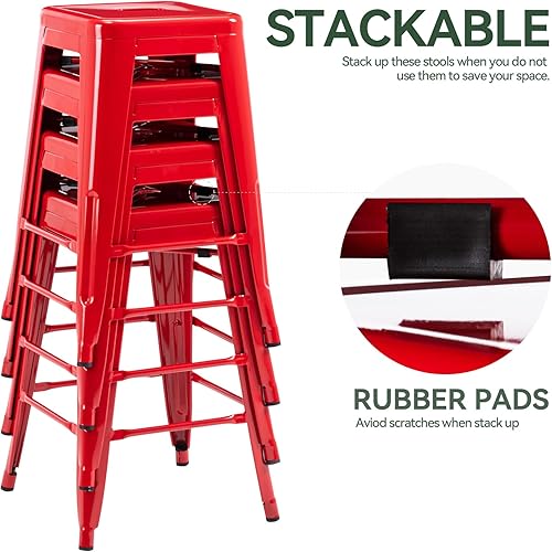 Miniatura 6 de Taburete Vogue Furniture Direct de 24 pulgadas, taburete de metal sin respaldo, taburete alto para encimera de interior o exterior con asiento