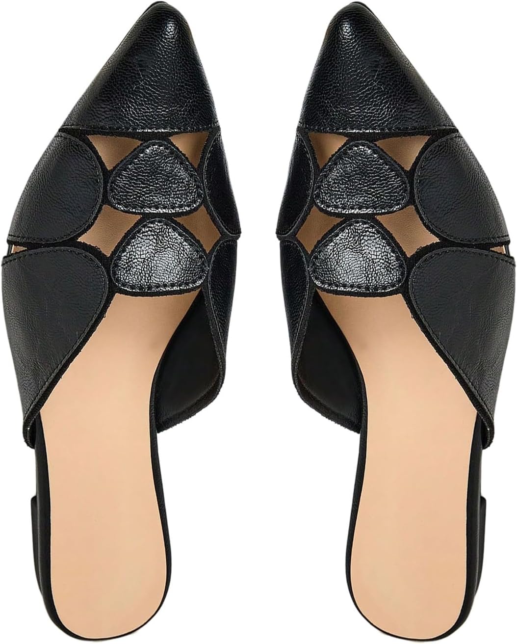 Floerns Women's Cut Out Closed Pointed Toe Backless Flat Mules Slip on Loafer Shoes