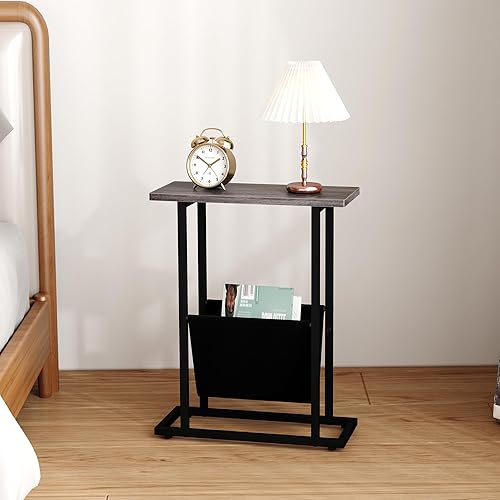 Miniatura 24 de Yusong Mesa auxiliar pequeña y estrecha para espacios pequeños, mesa auxiliar delgada de 17.7 pulgadas de ancho, mesita de noche con soporte de