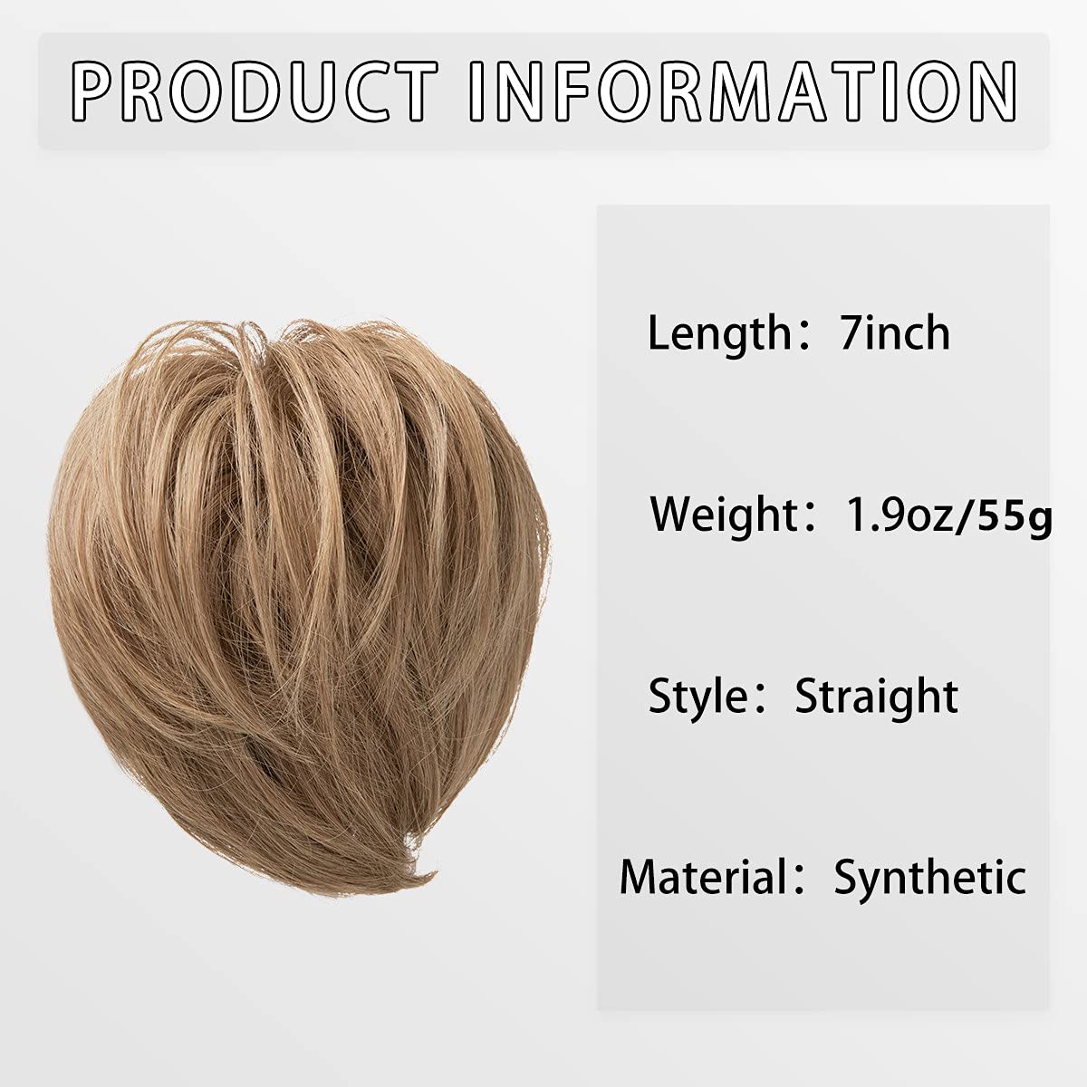 Piezas de Pelo de Moño Para mujer Moños de pelo liso, pieza de cabello sintético, moño desordenado, Scrunchies con banda de goma elástica, extensión de moño Updo, postizos de cola de caballo for mujer