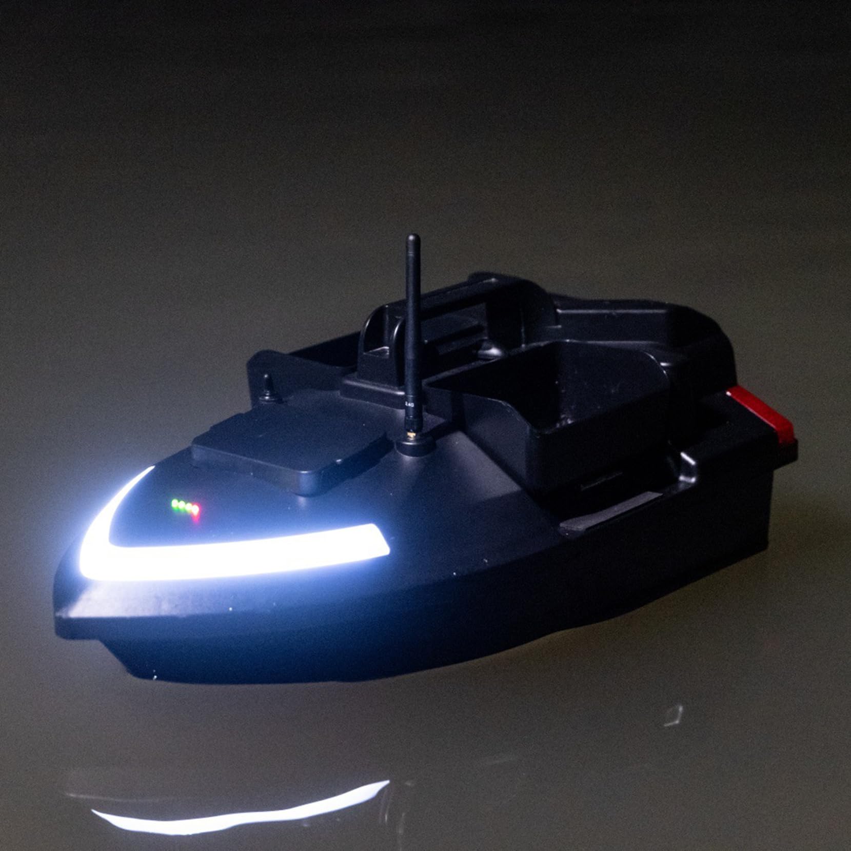 Barco GPS Smart RC de cebos, Crucero Automático de Doble Motor con Tres Tolva de Gran Capacidad y Luz Nocturna LED (V020-12000mAh)