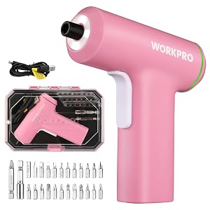 WORKPRO Electric Cordless Screwdriver Set 4V USB Rechargeable Lithium-ion Battery Power Screwdriver Kit with LED Light Screw Gun