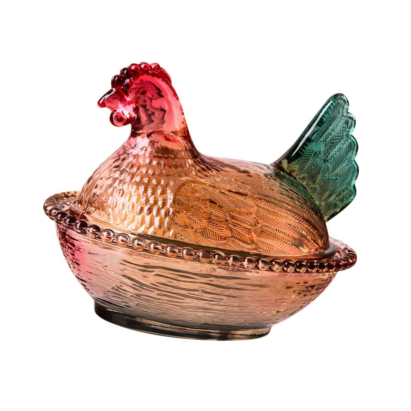ZBIianxer Glass Candys Jar Hen on Nest Candy, Cookie Jars Biscuits Food Storage Container Decorative Snacks Bowl Covered Bowl