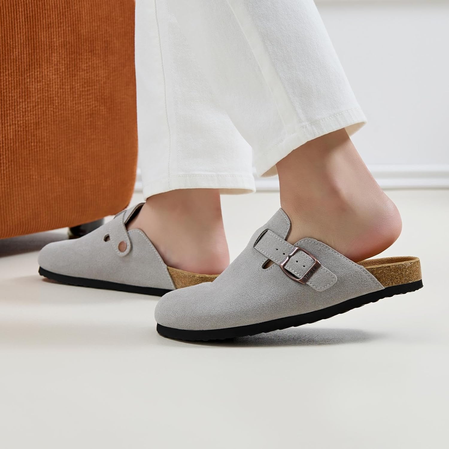 Cork Footbed Suede Clogs for Women - Memory Foam Orthopedic House Shoes with Arch Support Size 6-11 - Image 2