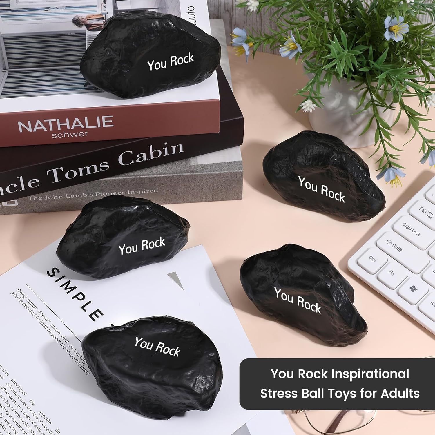 20pcs Stress Balls for Adults, You Rock Stress Relief Gifts Motivational Stress Balls Employee Appreciation Gifts Bulk, Squeezable Mini Stresses Toys Balls for Anxiety for Employee Staff Teacher