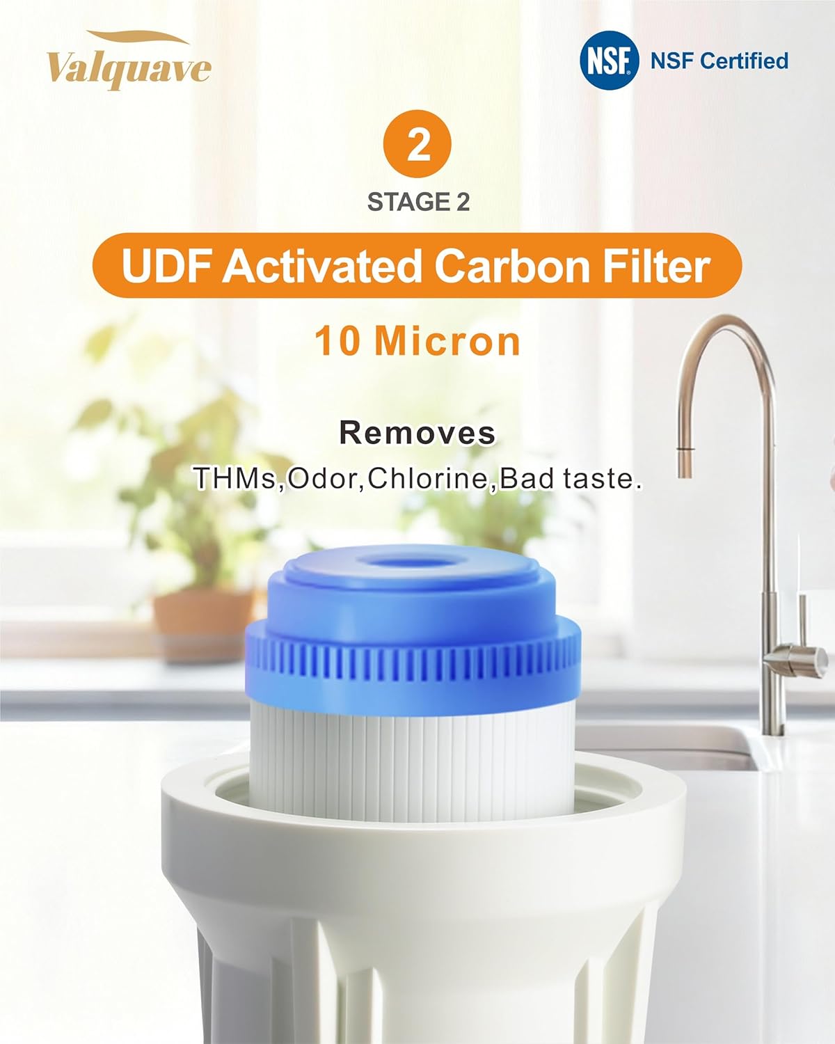 10"x2.5" Water Filter Replacement, Universal NSF Certified PP Sediment Filter + UDF + CTO Activated Carbon Block Filter,5 Micron + 10 Micron 4 Pack