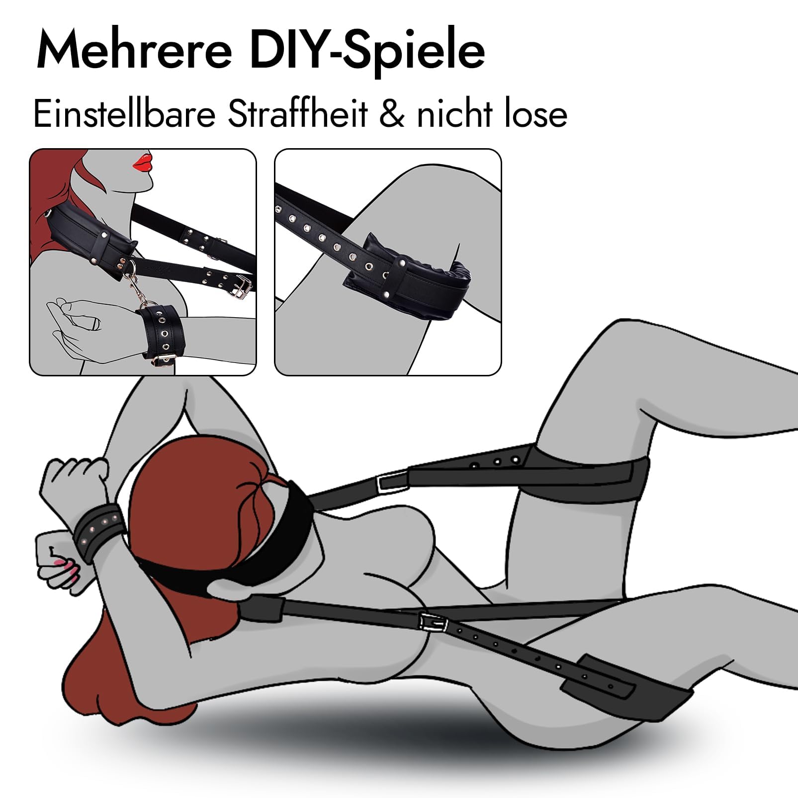 Kits de ataduras sexuales BDSM: correas de cuero para piernas,juguetes sexuales para adultos para hombres, mujeres y parejas, juegos previos de placer | Negro1