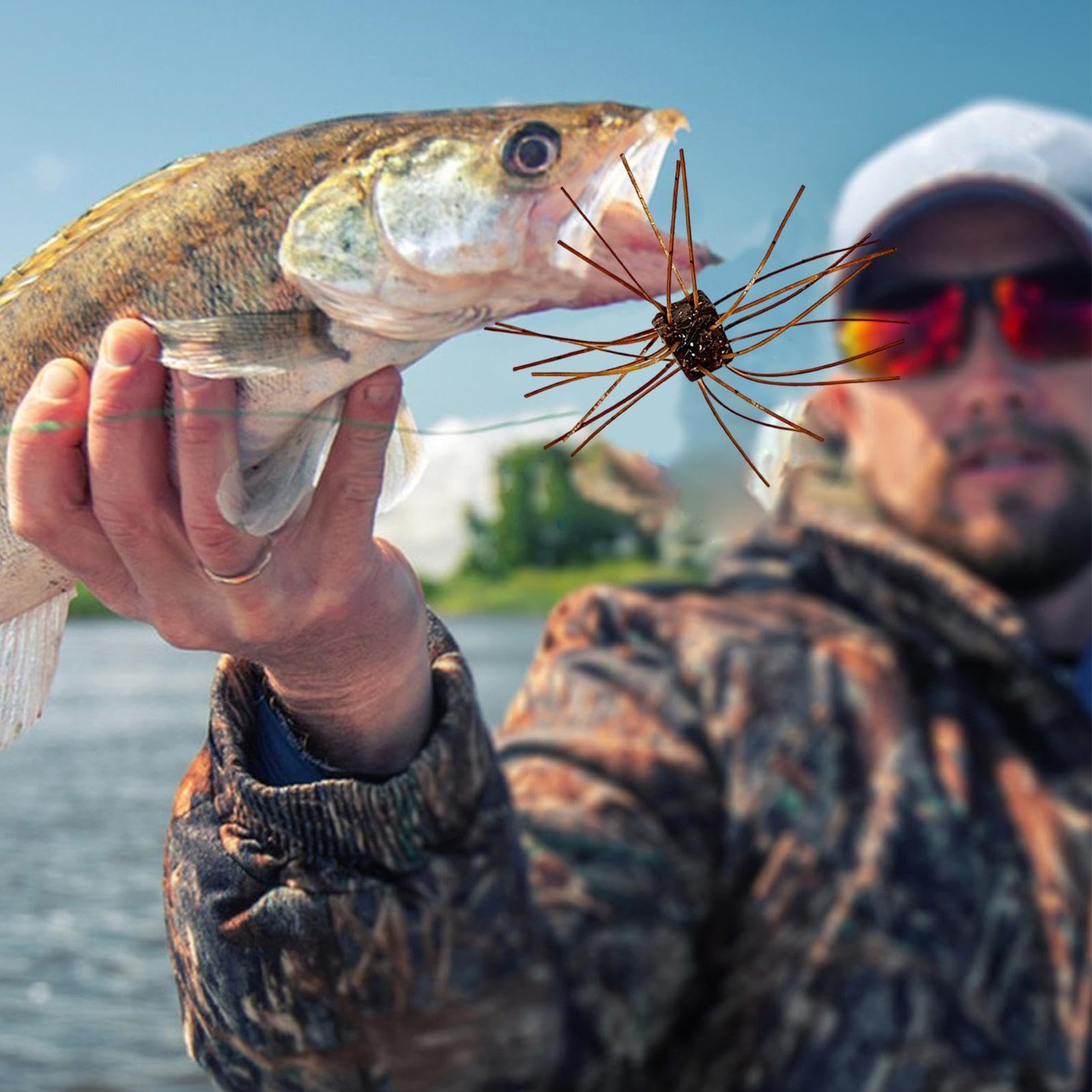 Flauschiger Würfel Angelköder Für Barsch 5 Stück Seeigel Langsam Sinkend | Seeigel-Köder Für Angler und Einsteiger, im Freien, an Flüssen, Bächen, Stauseen und entlang der