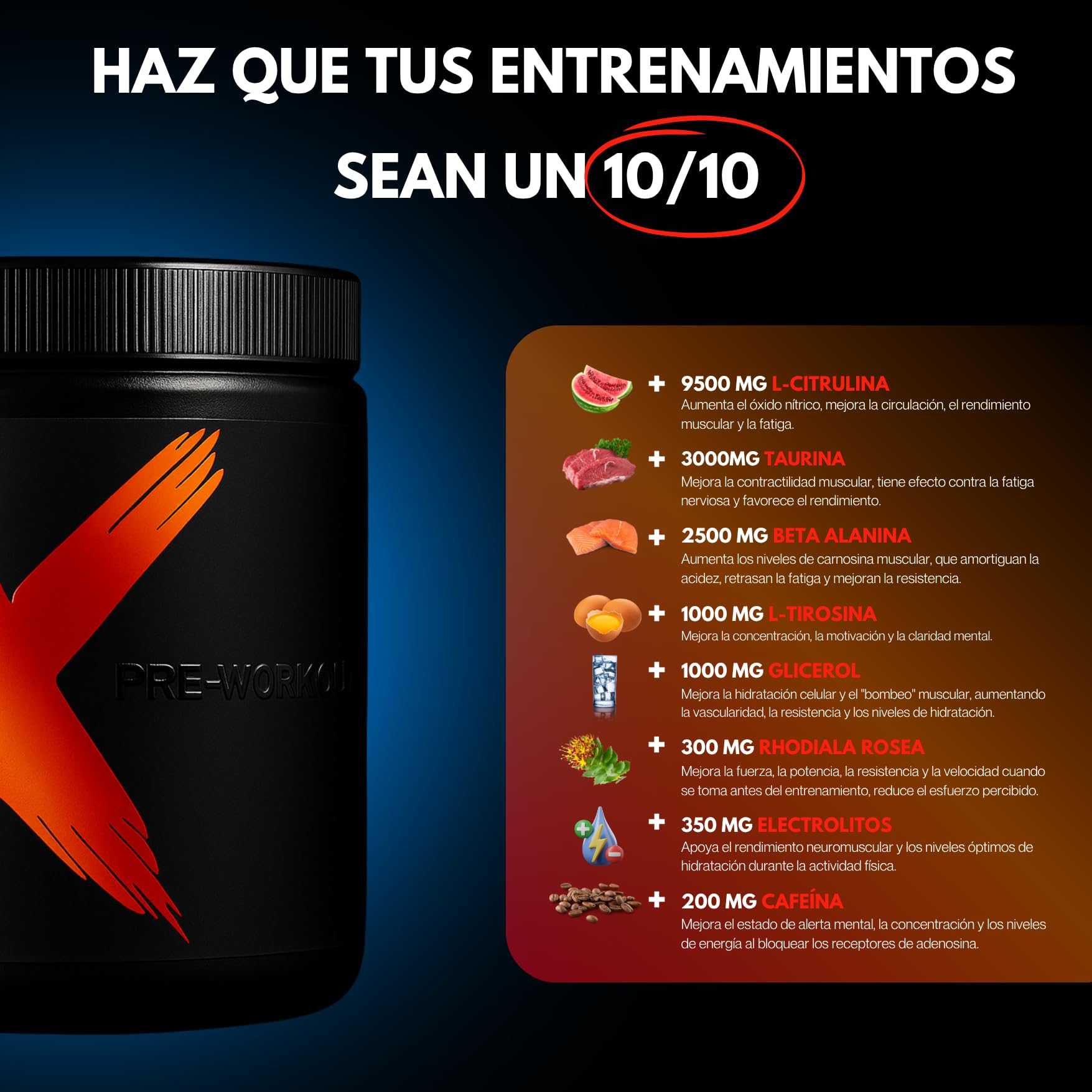 DIX Pre Entreno Workout Fuerte, Energía y Pump, 400 g Tropical | Con L-citrulina, beta-alanina, L-tirosina y rodiola: enfoque, resistencia y bombeo muscular sin bajón.