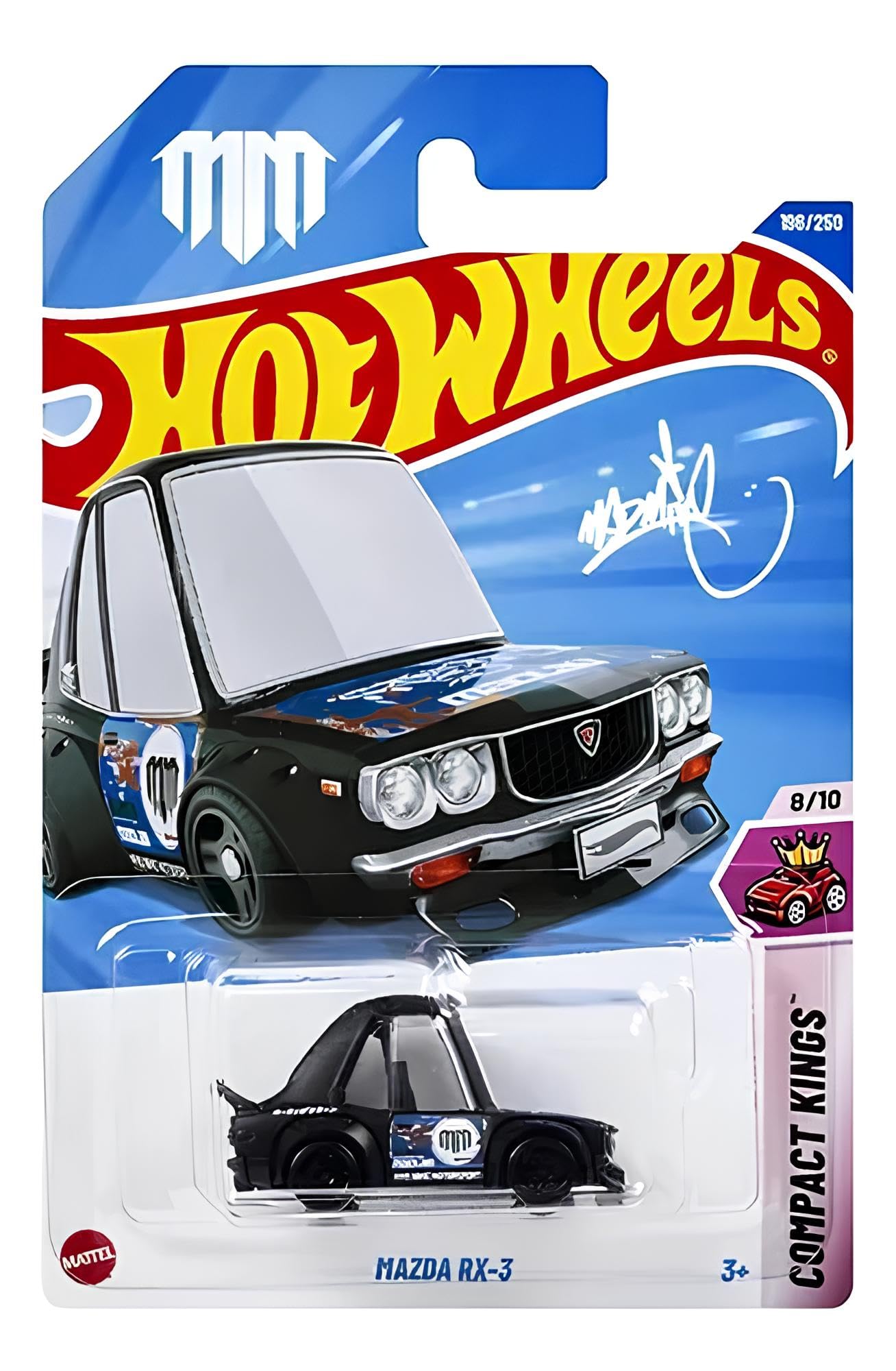 Hot Wheels Mazda RX-3 8/10 Compack Kings Black with Blue Graphics