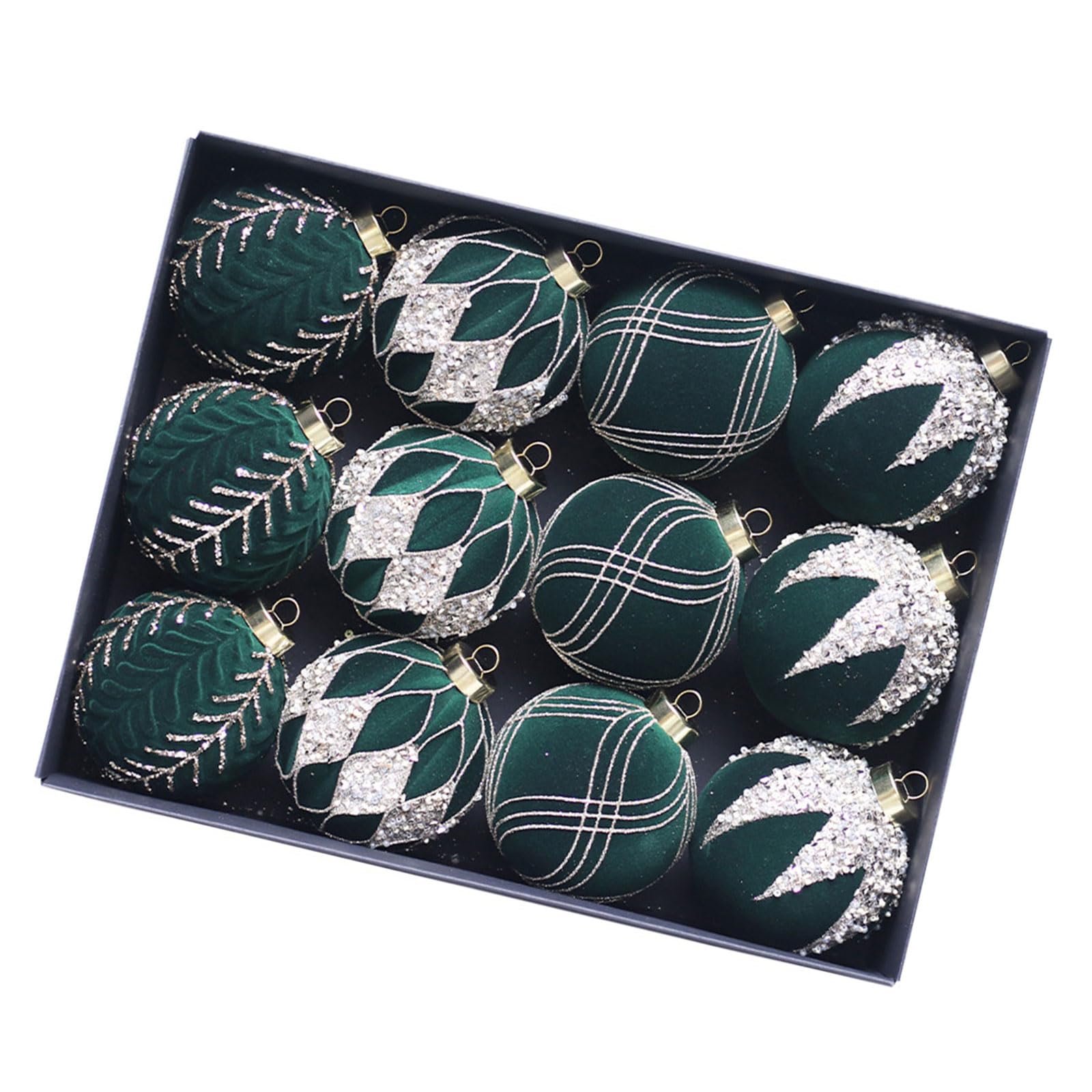 Yhplxyuus 12Pieces Festival Christmas Sphere Tree Adornment Unique Christmas Tree Baubles Soft Spher Ornament for Holiday Accent Shatterproof Sphere